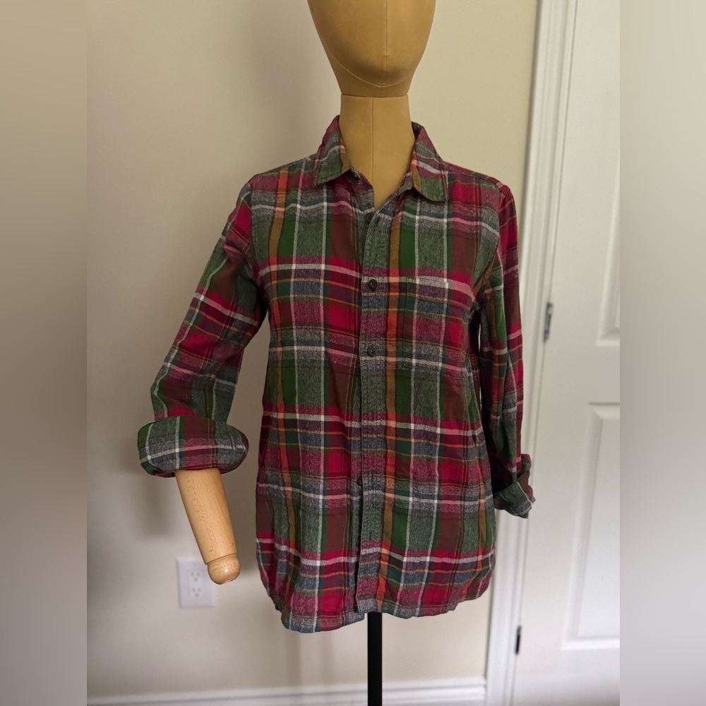 Roots 100% Cotton Multicolor Flannel Plaid Shirt (XS)